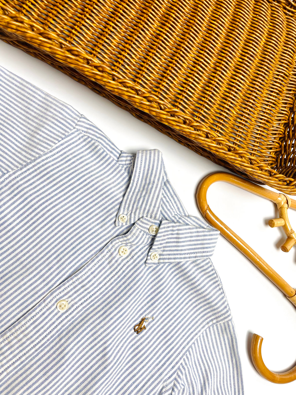 Ralph Lauren Blue & White Striped Button-Down Shirt