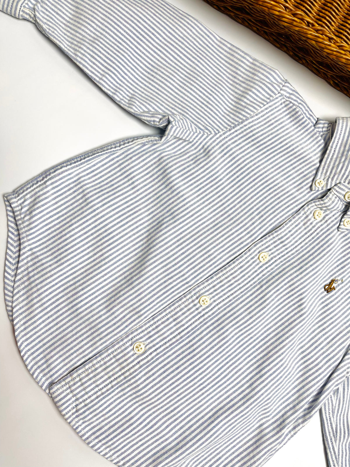 Ralph Lauren Blue & White Striped Button-Down Shirt