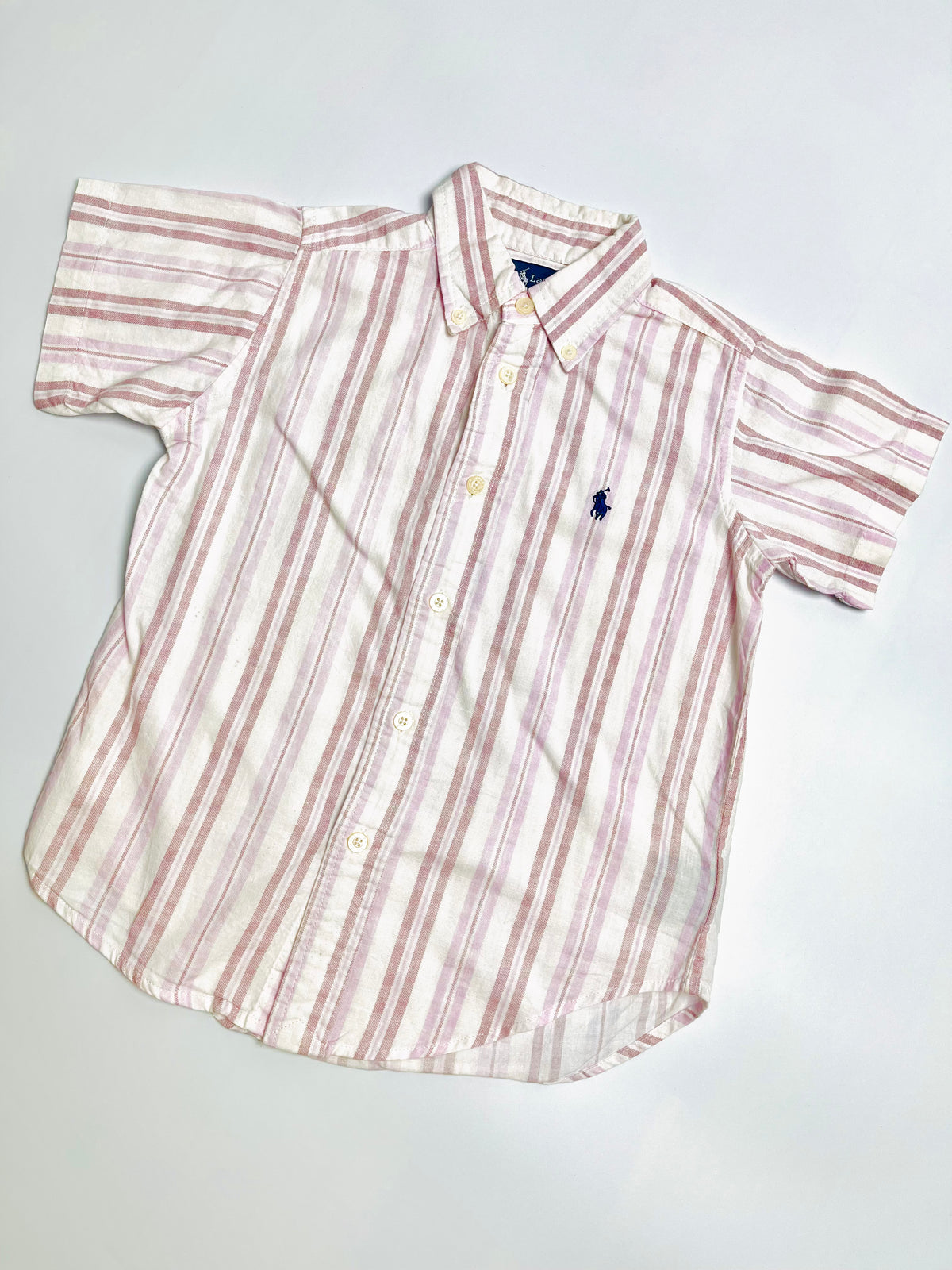 Ralph Lauren Blush & White Stripe Short-Sleeve Button-Down