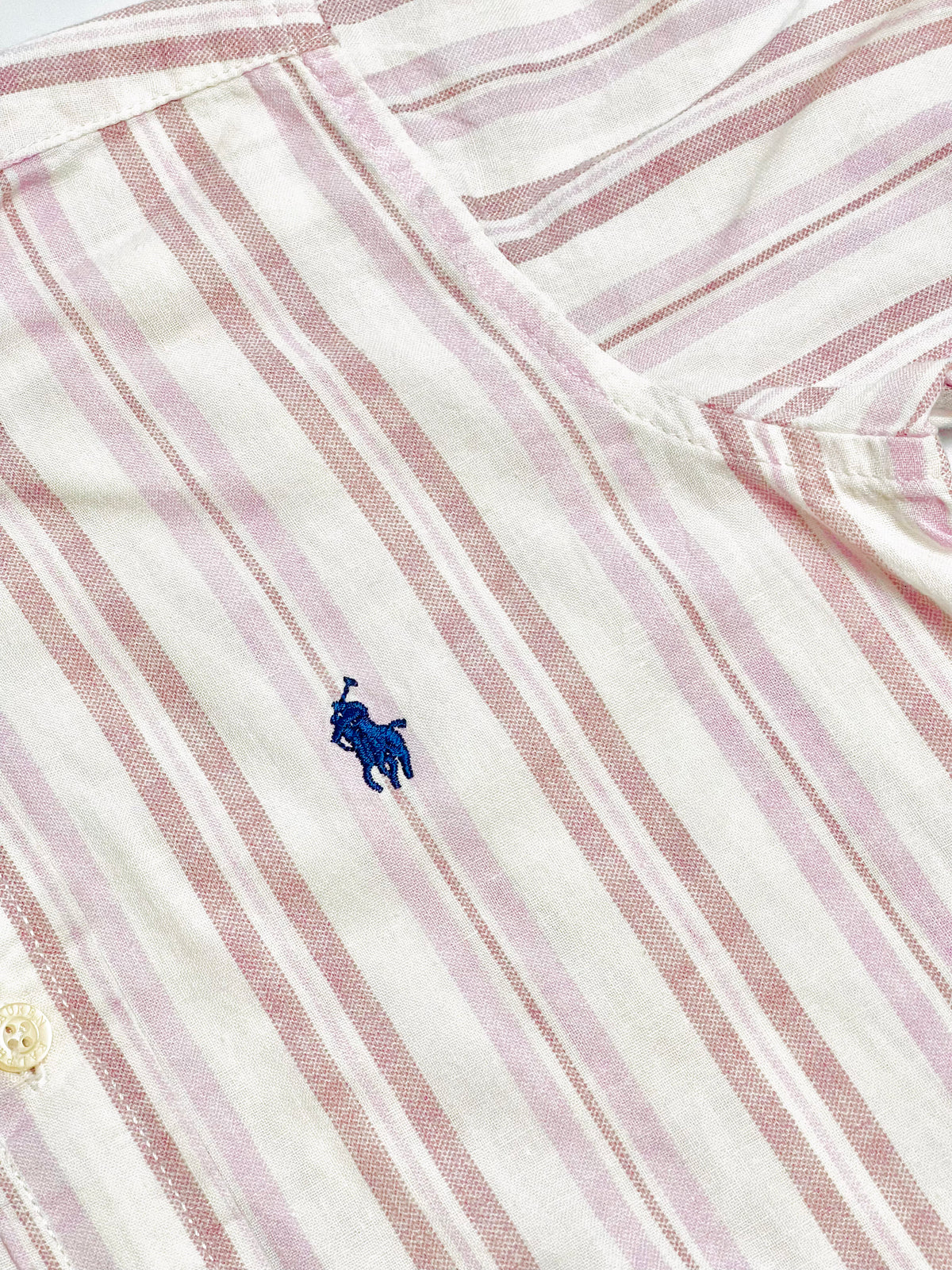 Ralph Lauren Blush & White Stripe Short-Sleeve Button-Down