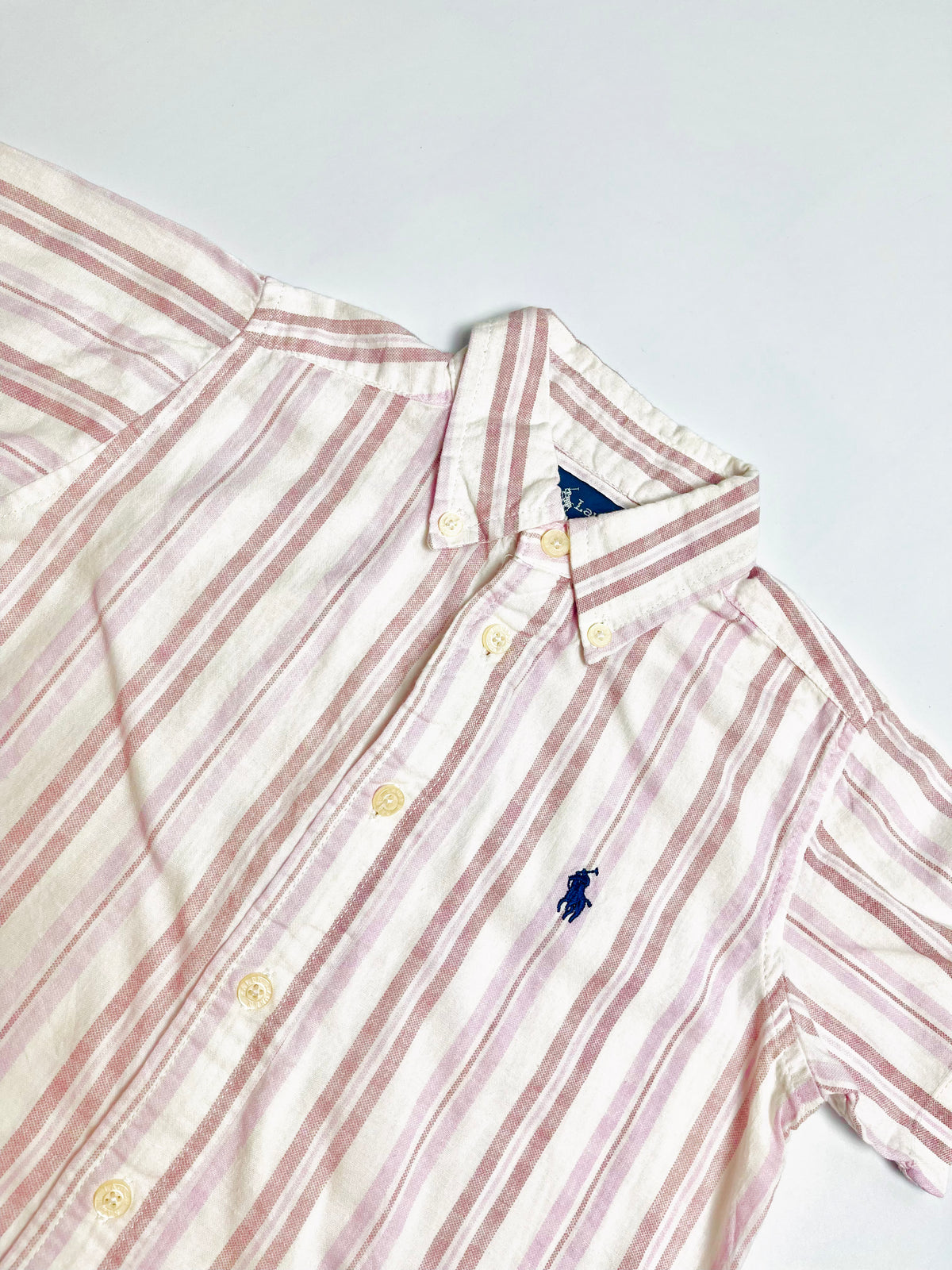Ralph Lauren Blush & White Stripe Short-Sleeve Button-Down