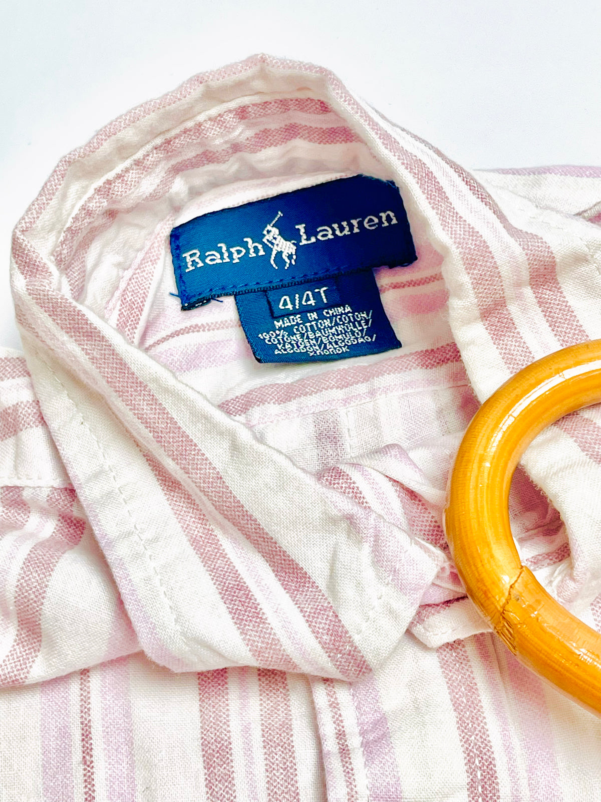 Ralph Lauren Blush & White Stripe Short-Sleeve Button-Down