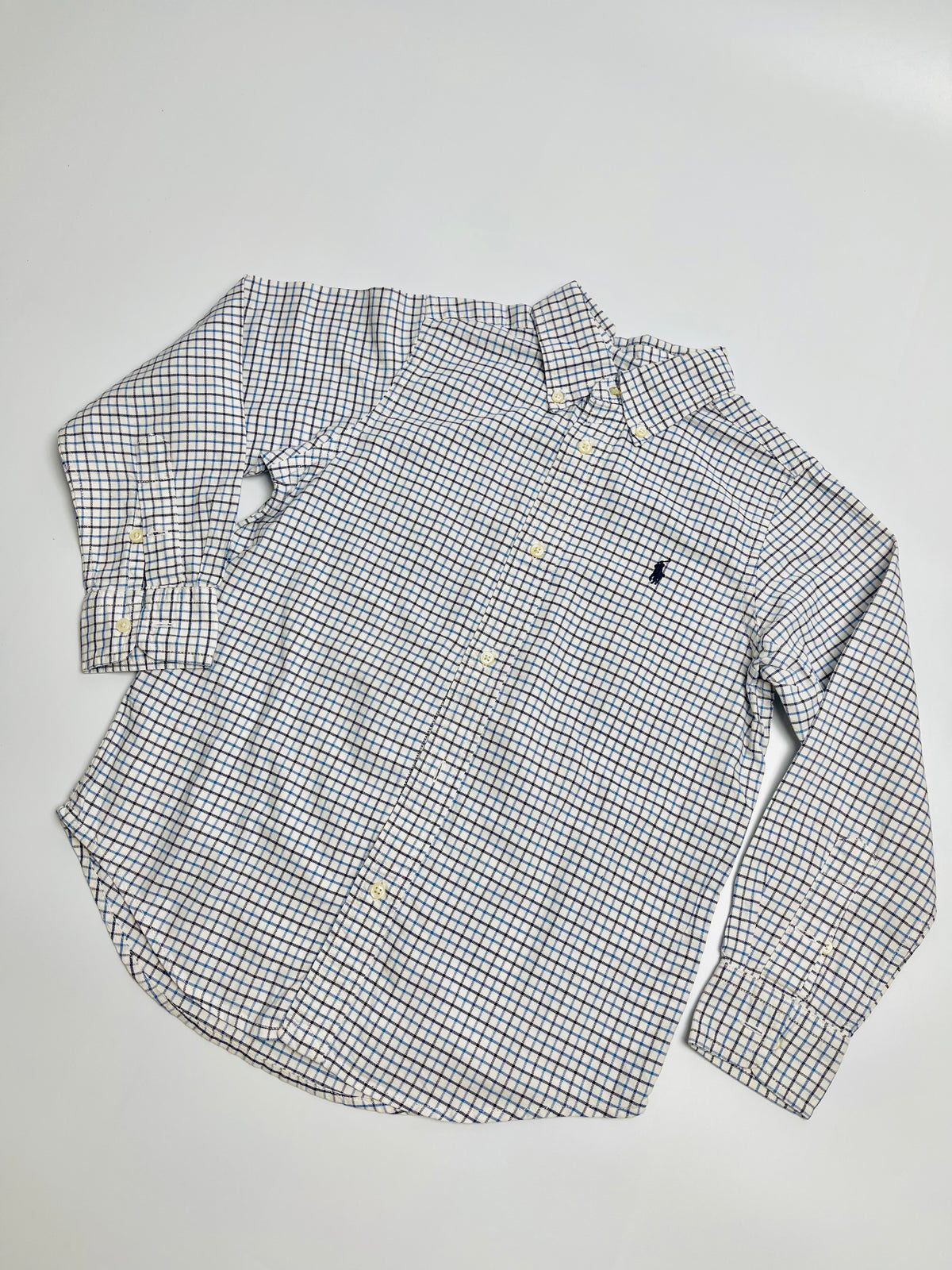 Ralph Lauren Blue & White Mini Check Button-Down Shirt
