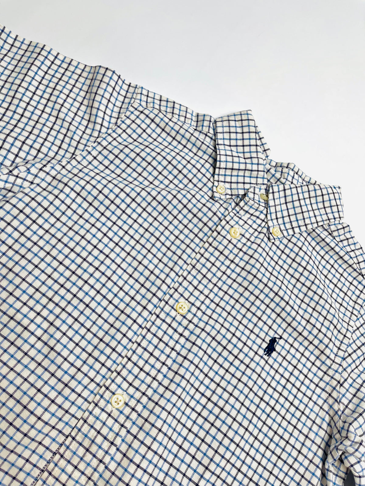 Ralph Lauren Blue & White Mini Check Button-Down Shirt