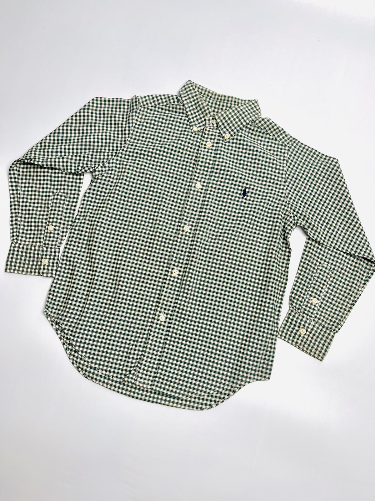 Ralph Lauren Green Gingham Long-Sleeve Button-Down Shirt