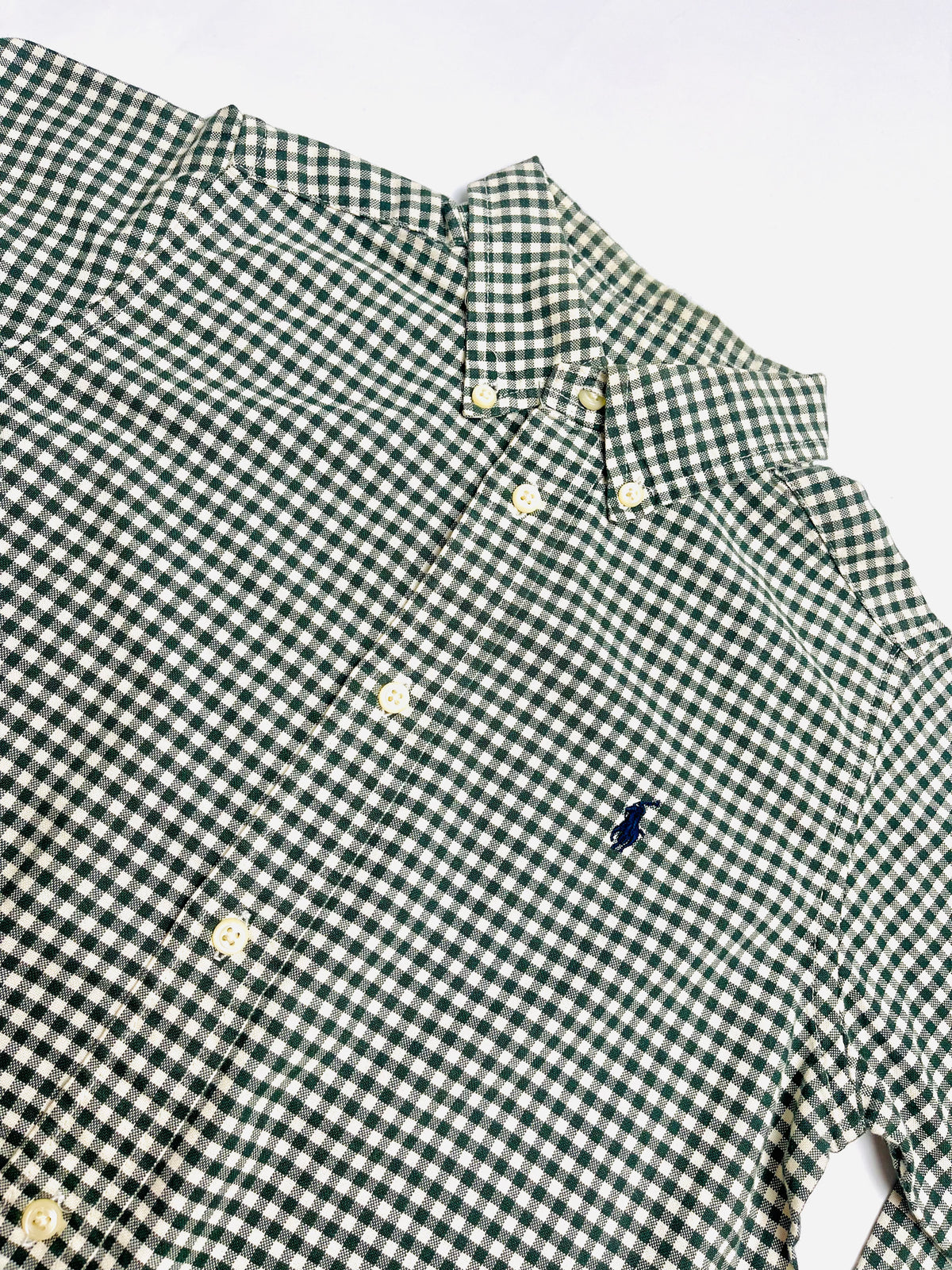 Ralph Lauren Green Gingham Long-Sleeve Button-Down Shirt