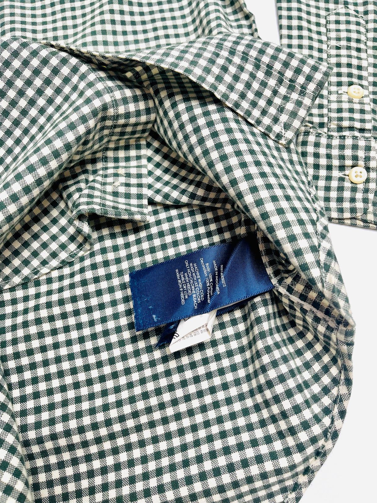 Ralph Lauren Green Gingham Long-Sleeve Button-Down Shirt