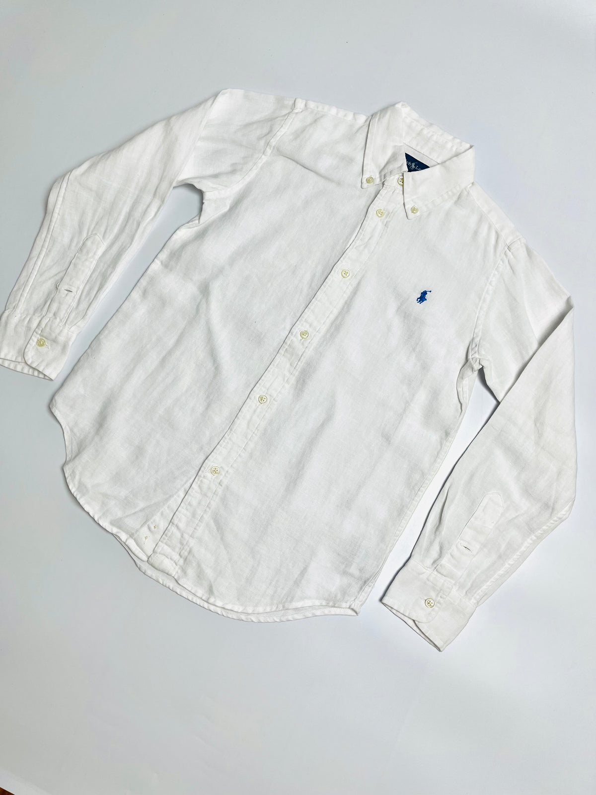 Ralph Lauren White Linen-Look Button-Down