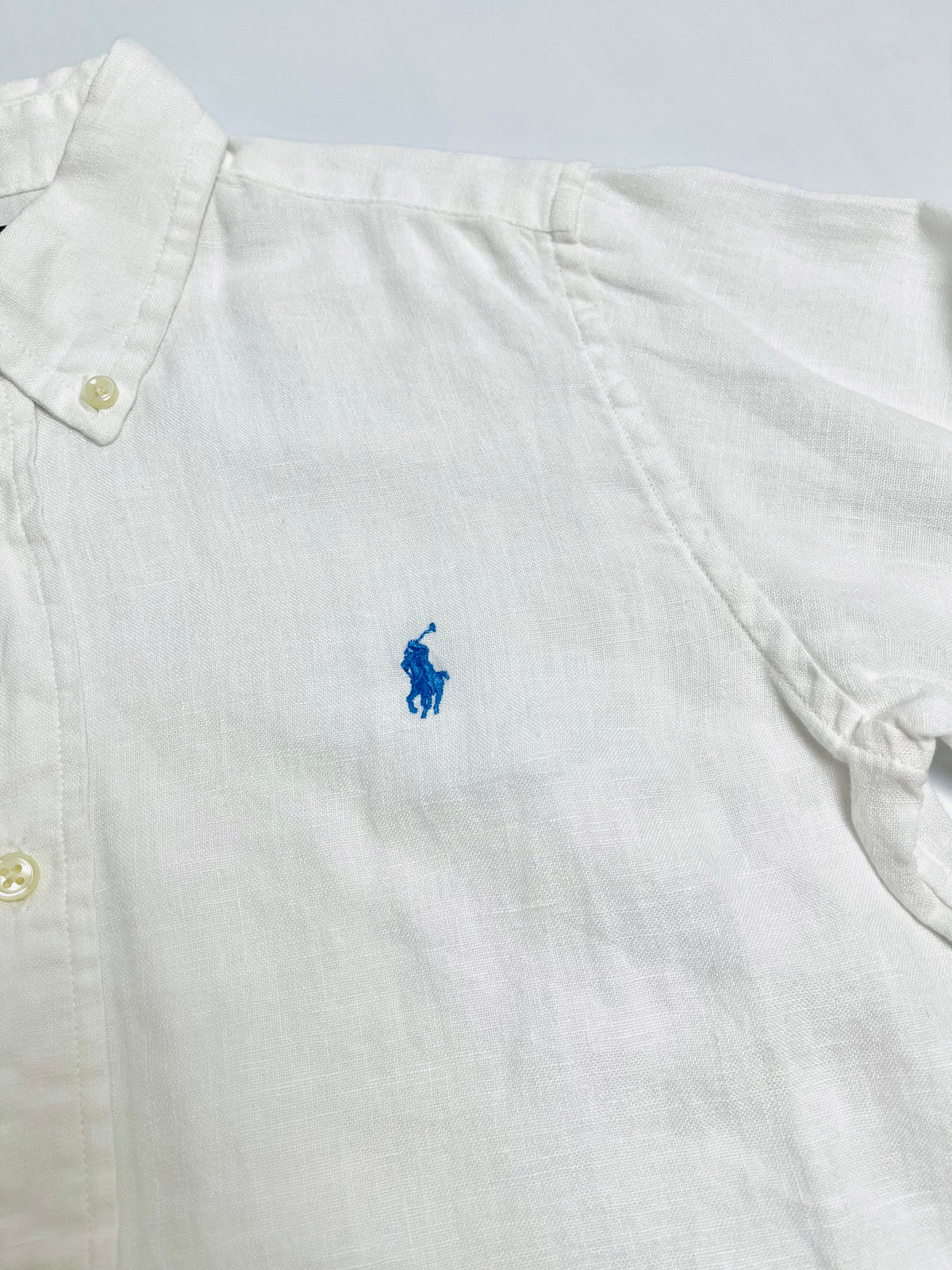 Ralph Lauren White Linen-Look Button-Down