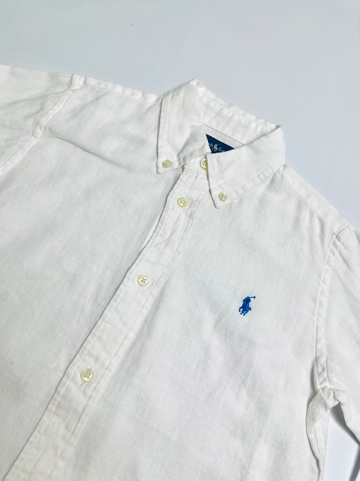 Ralph Lauren White Linen-Look Button-Down