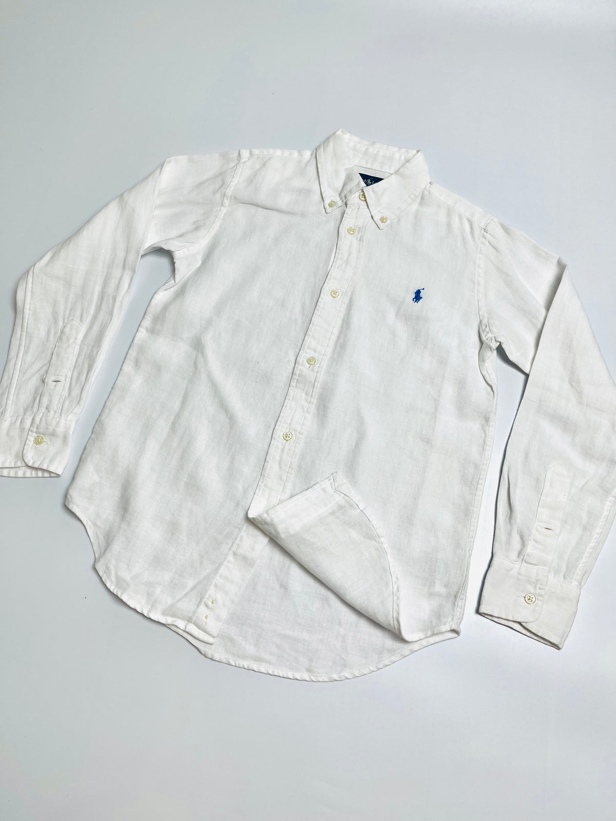 Ralph Lauren White Linen-Look Button-Down