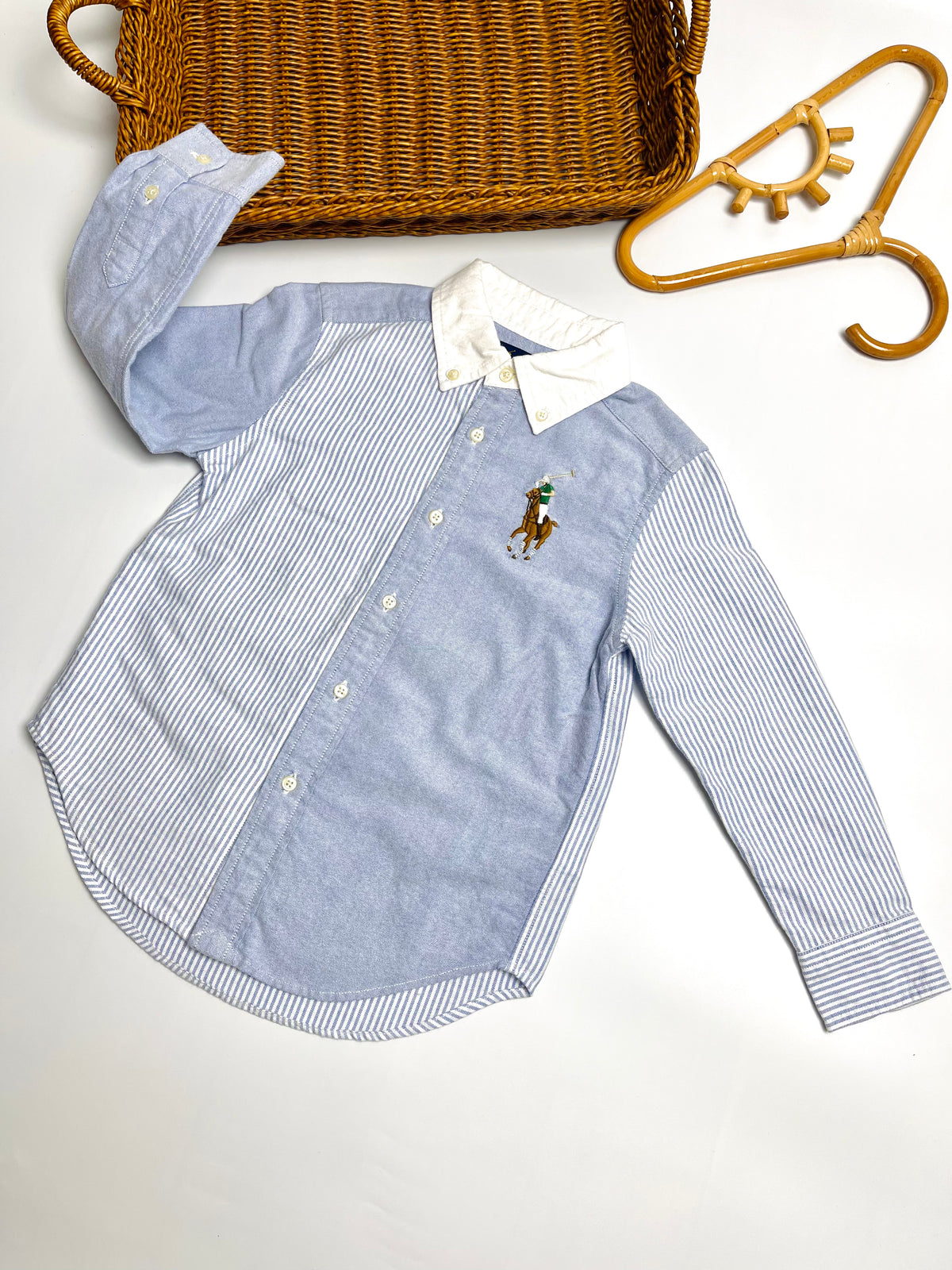 Ralph Lauren Blue & White Colorblock Button-Down Shirt