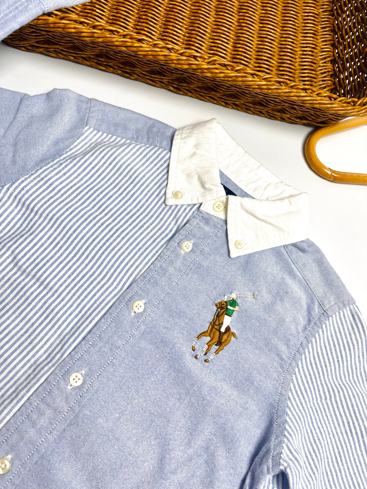 Ralph Lauren Blue & White Colorblock Button-Down Shirt