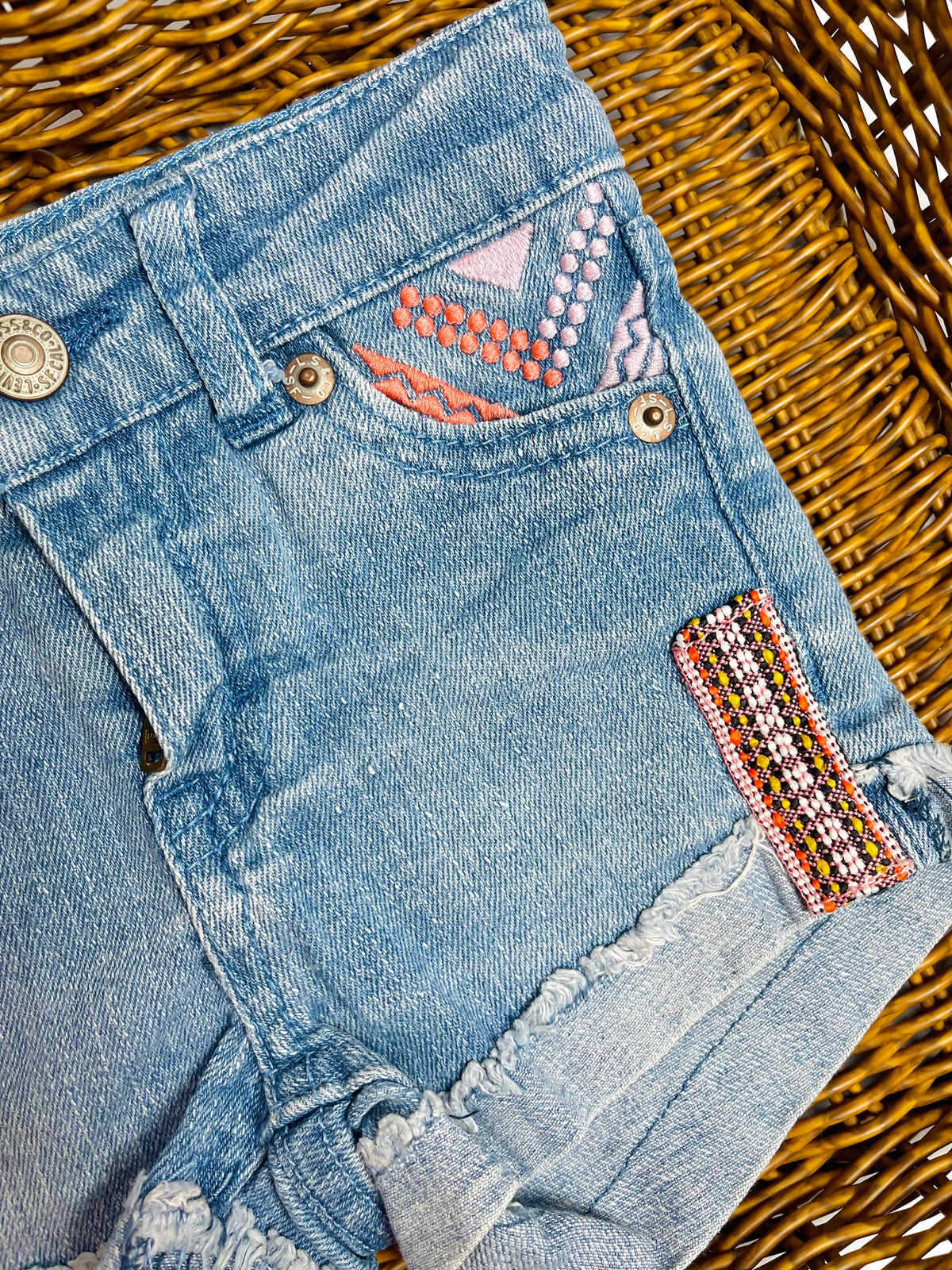 Levi’s Light Wash Distressed Denim Shorts
