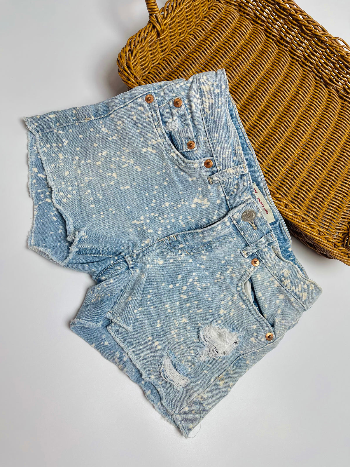 Levi’s Light Wash Pinstripe Cuffed Denim Shorts