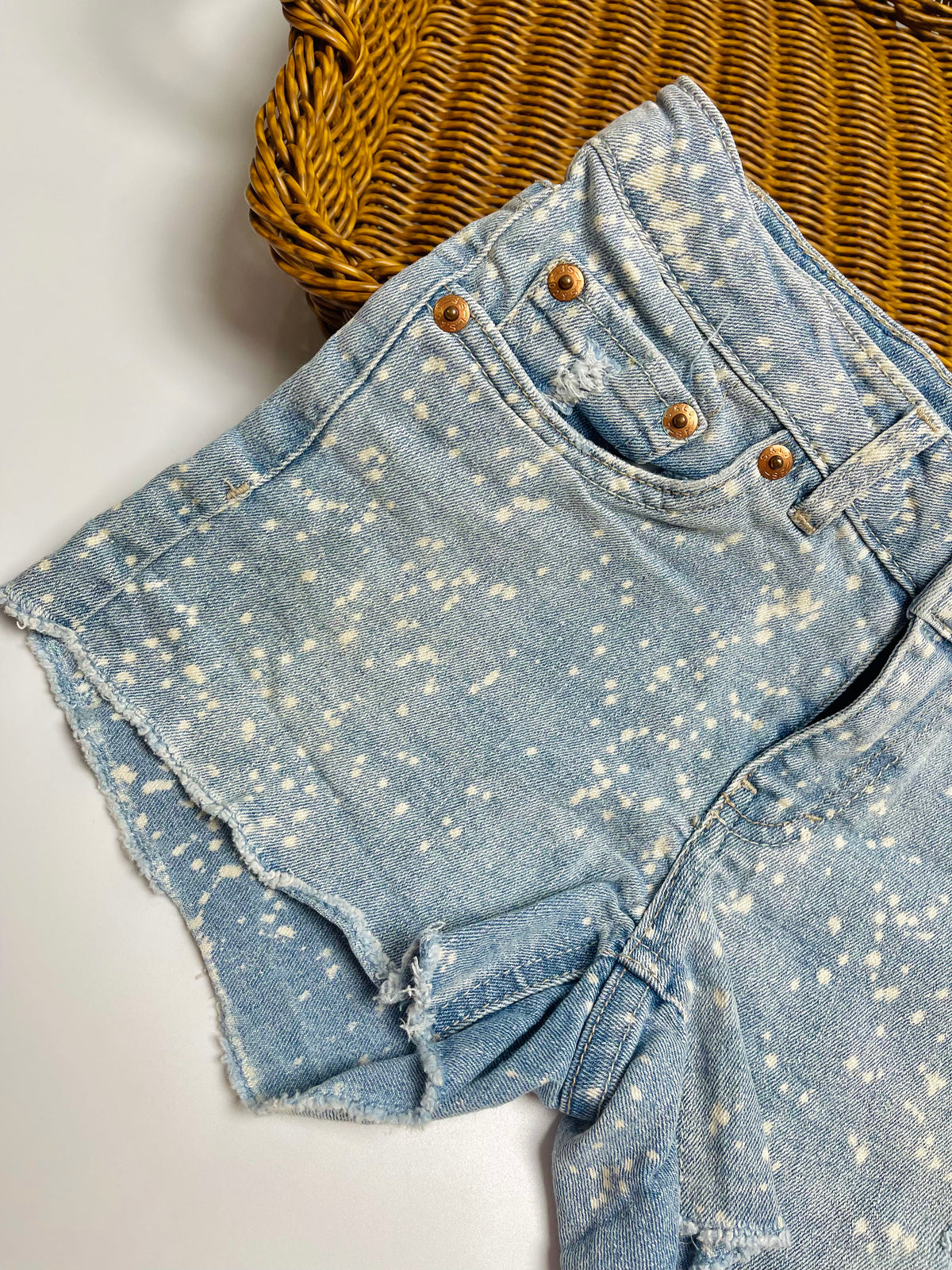 Levi’s Light Wash Pinstripe Cuffed Denim Shorts