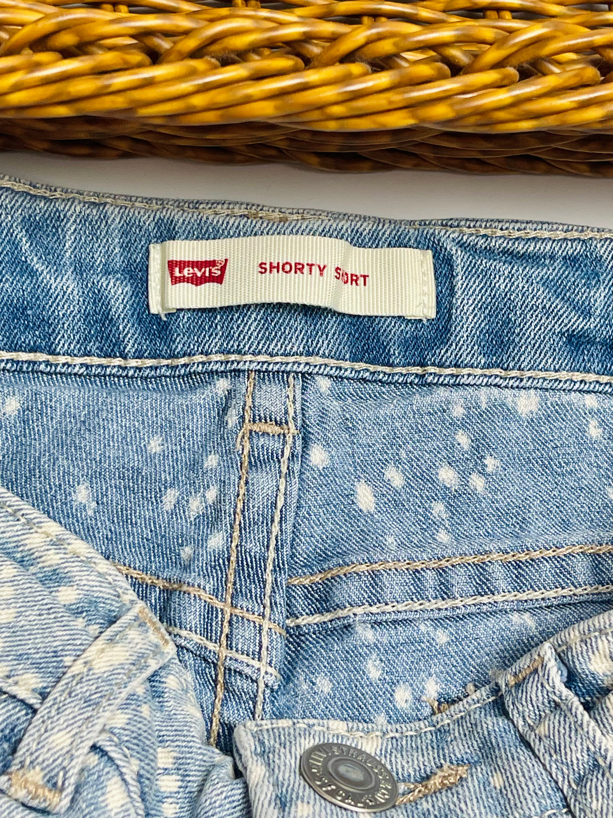 Levi’s Light Wash Pinstripe Cuffed Denim Shorts