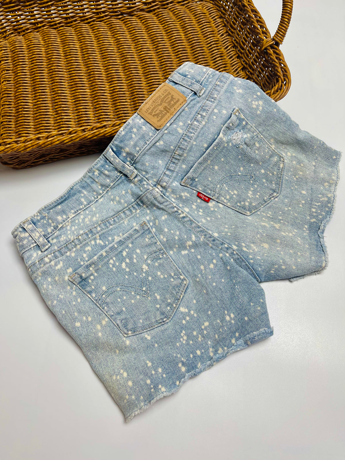 Levi’s Light Wash Pinstripe Cuffed Denim Shorts