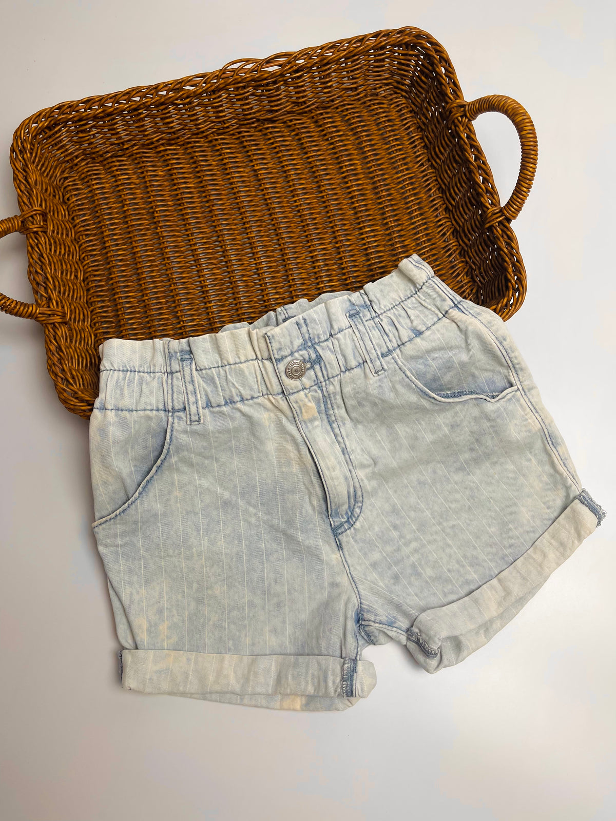 Levi’s Light Wash Pinstripe Denim Shorts