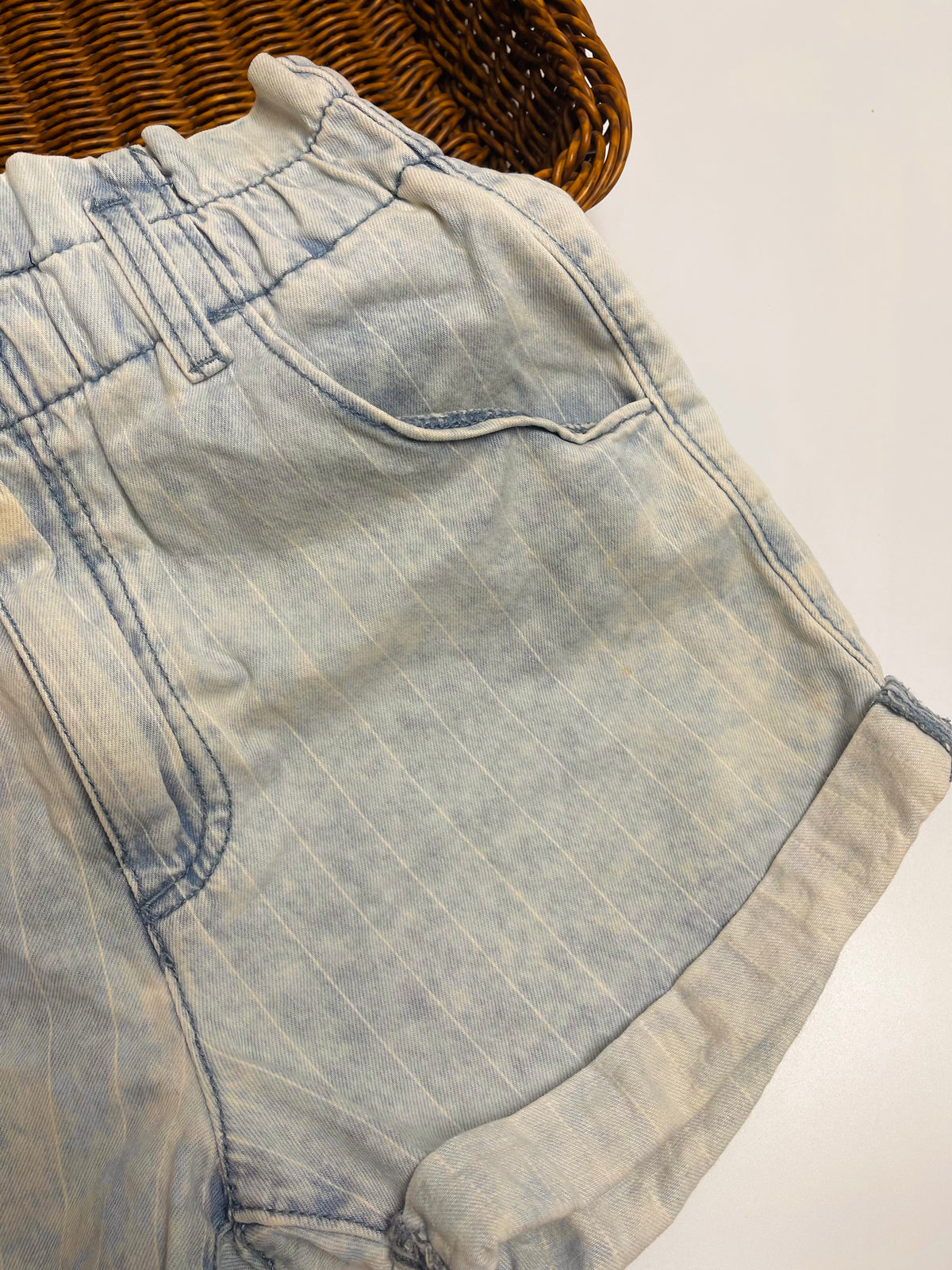 Levi’s Light Wash Pinstripe Denim Shorts