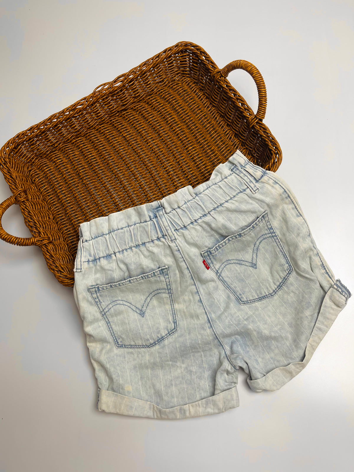 Levi’s Light Wash Pinstripe Denim Shorts