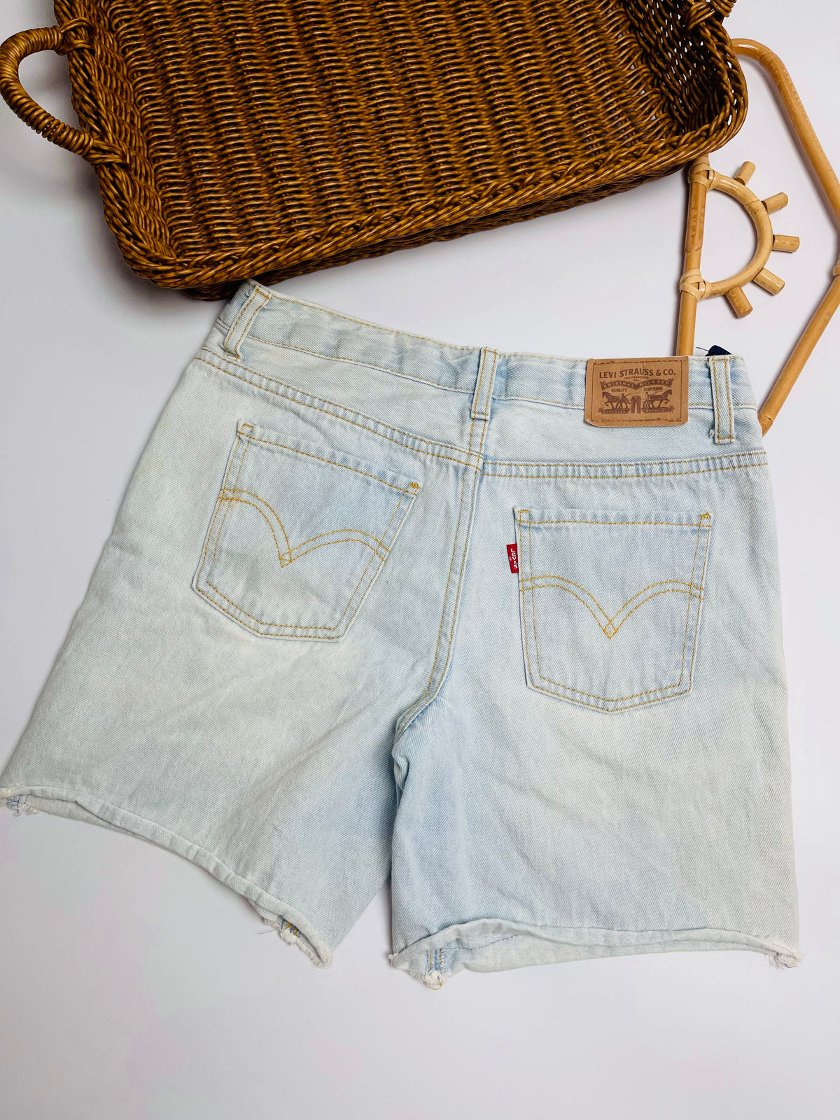 Levi’s Light Wash Distressed Denim Shorts