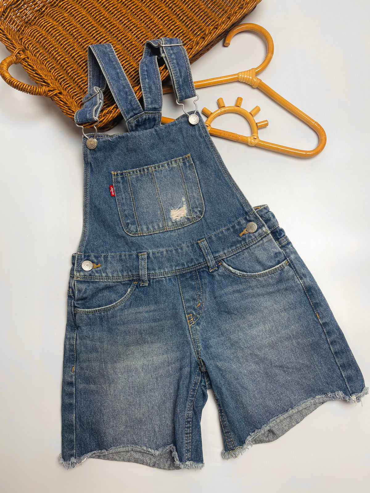 Levi’s Denim Overall Shorts – Medium Wash