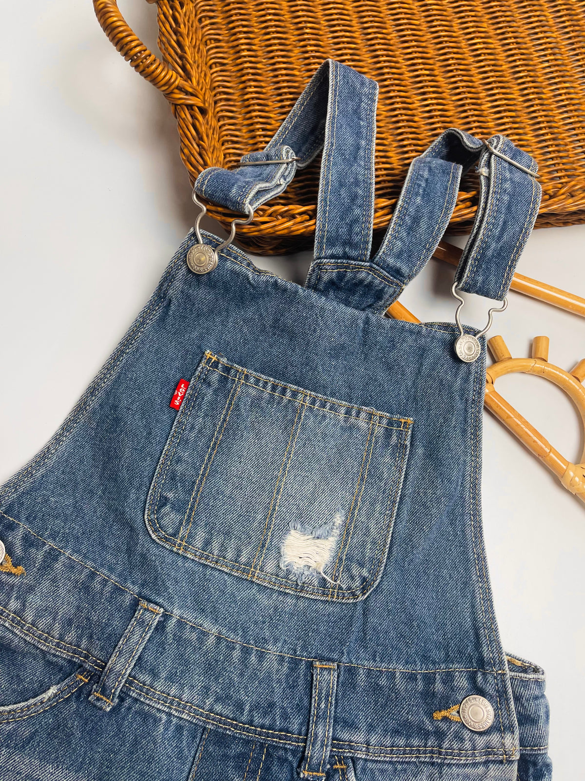Levi’s Denim Overall Shorts – Medium Wash