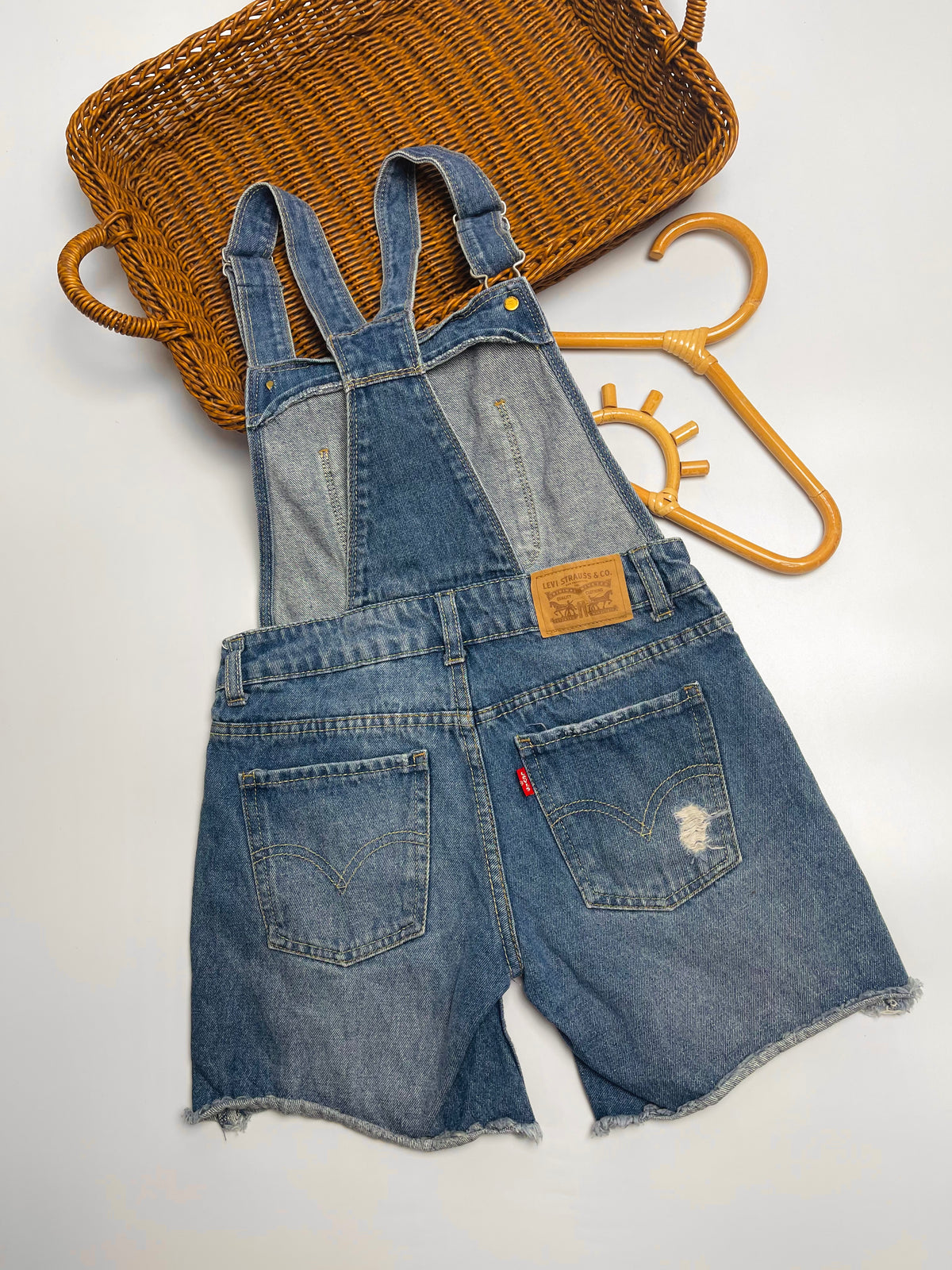 Levi’s Denim Overall Shorts – Medium Wash