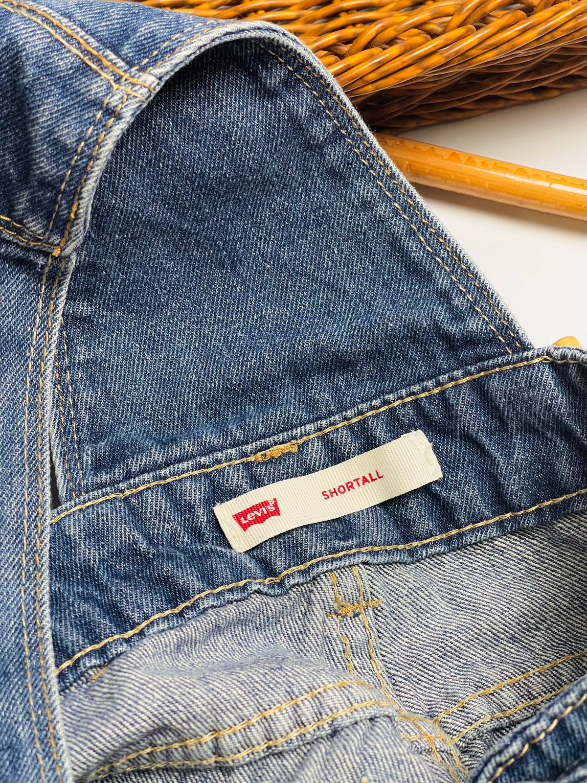 Levi’s Denim Overall Shorts – Medium Wash