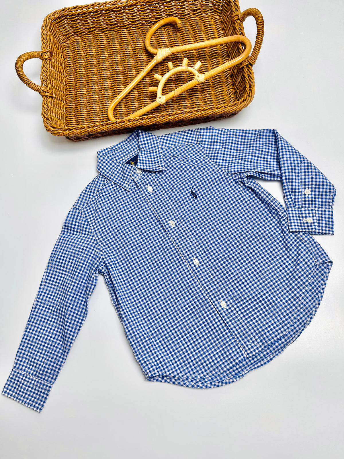 Ralph Lauren Blue Gingham Long-Sleeve Button-Down Shirt