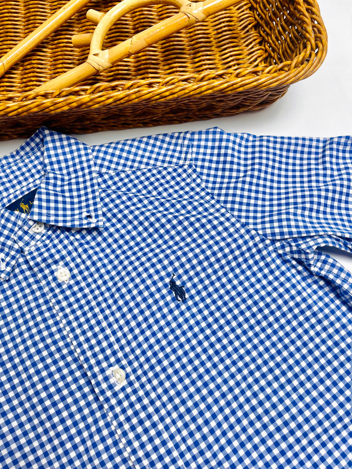 Ralph Lauren Blue Gingham Long-Sleeve Button-Down Shirt