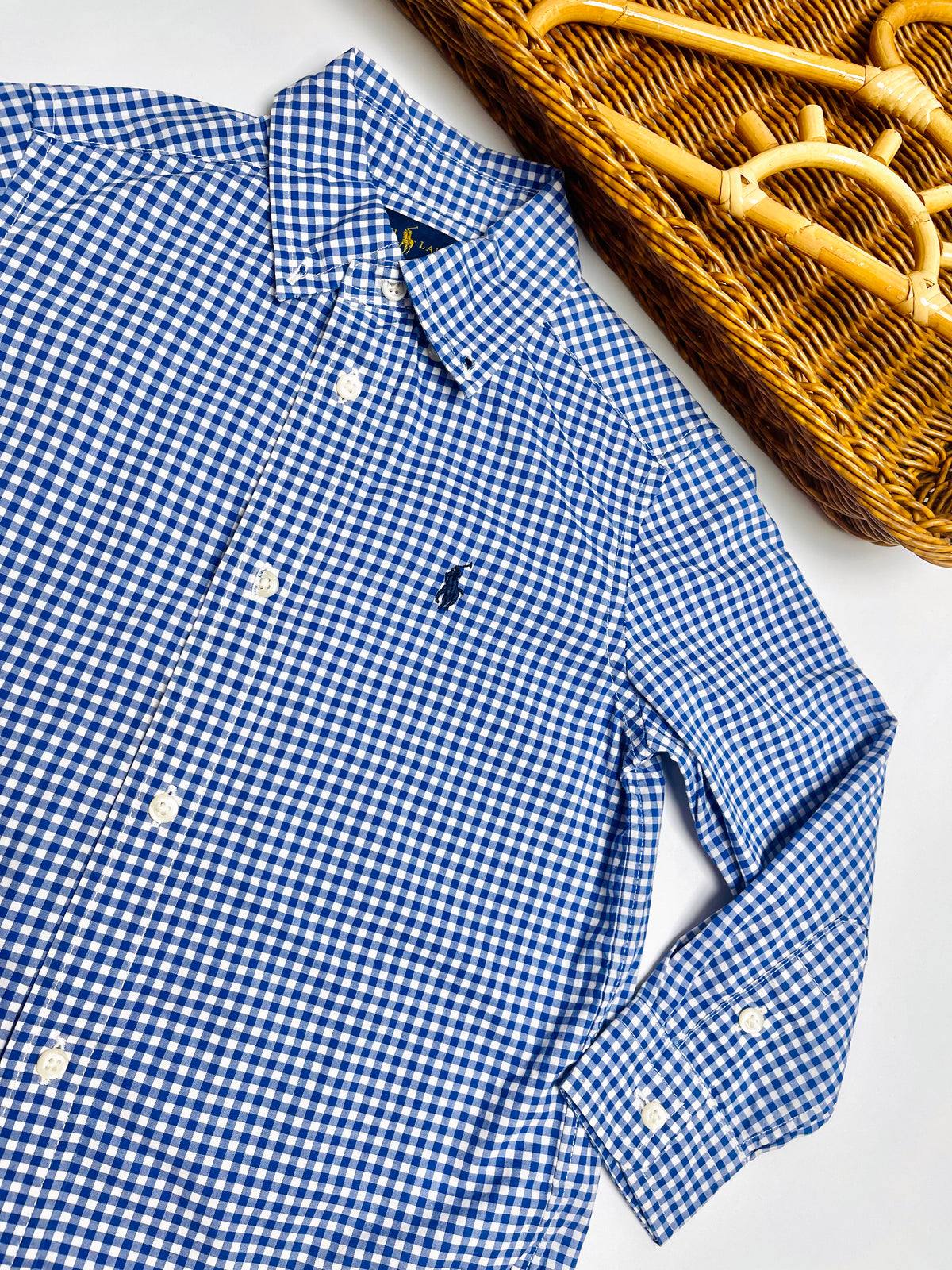 Ralph Lauren Blue Gingham Long-Sleeve Button-Down Shirt