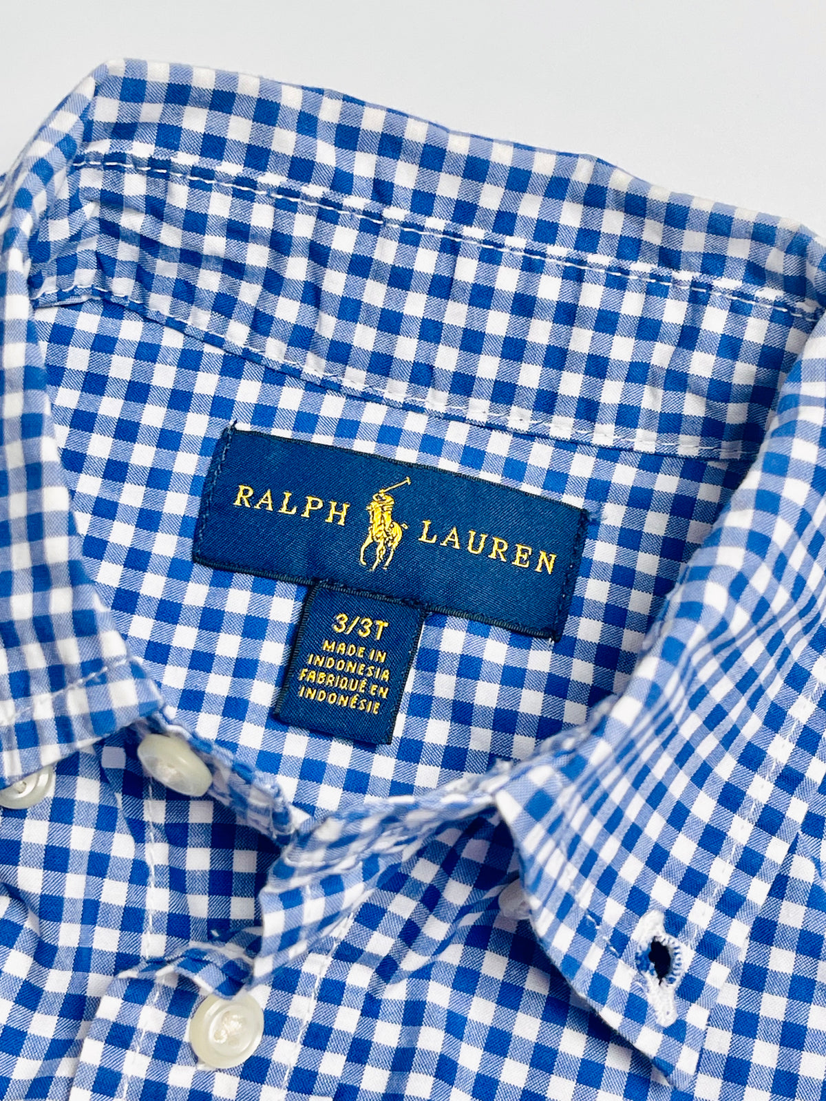 Ralph Lauren Blue Gingham Long-Sleeve Button-Down Shirt